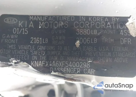 2015 Kia Forte Lx from USA, damaged, VIN KNAFX4A6XF5400298
